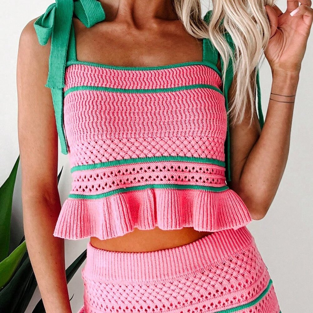 Pink Boho Women's Striped Skirt Set - Picture 5 of 6